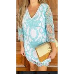 Lilly Pulitzer Sz 00 $278 LOTTIE ROMPER Shorts Dress Blue Ibiza